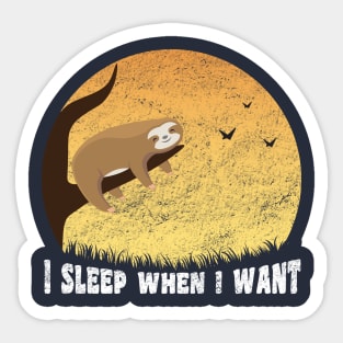 I Sleep When I Want, Funny Sloth Saying Sticker